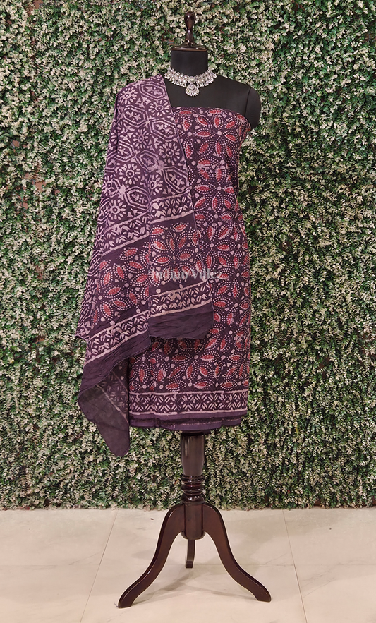 Blue Brown Block Printed Cotton Suit Sets
