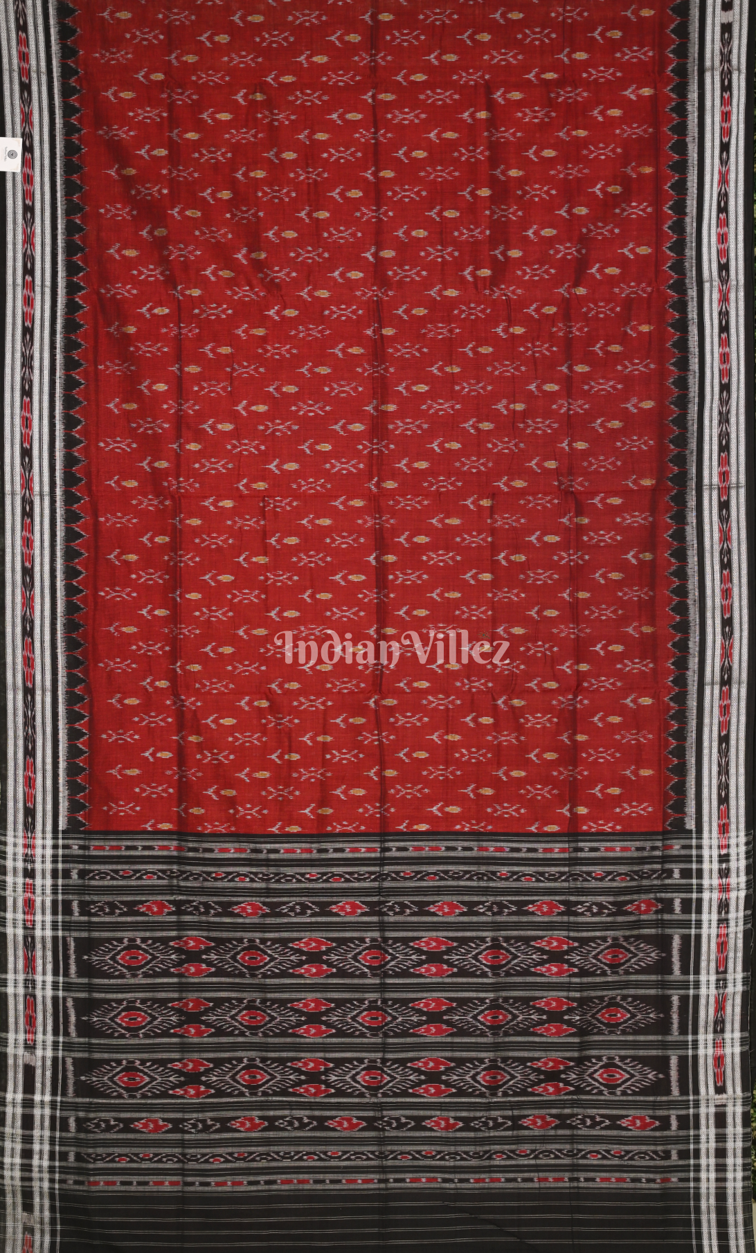 Red Black Mayur Chandrika Odisha Ikat Sambalpuri Cotton Saree