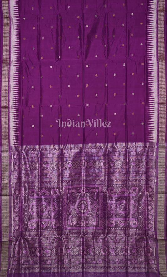 Purple Buti Odisha Ikat Bomkai Half Tissue Silk Saree