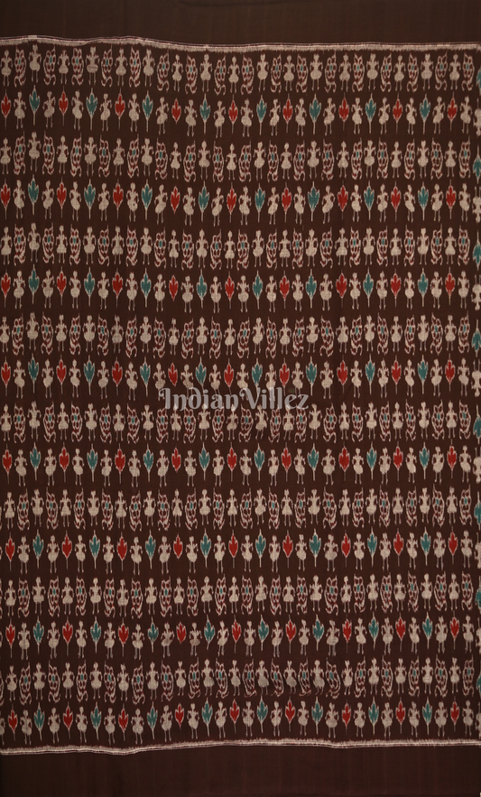 Coffee Tribal Theme Odisha Ikat Sambalpuri Cotton Fabric 