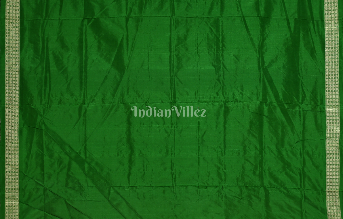 Red Green Embellished Laxmi Feet Design Odisha Ikat Sambalpuri Silk Saree