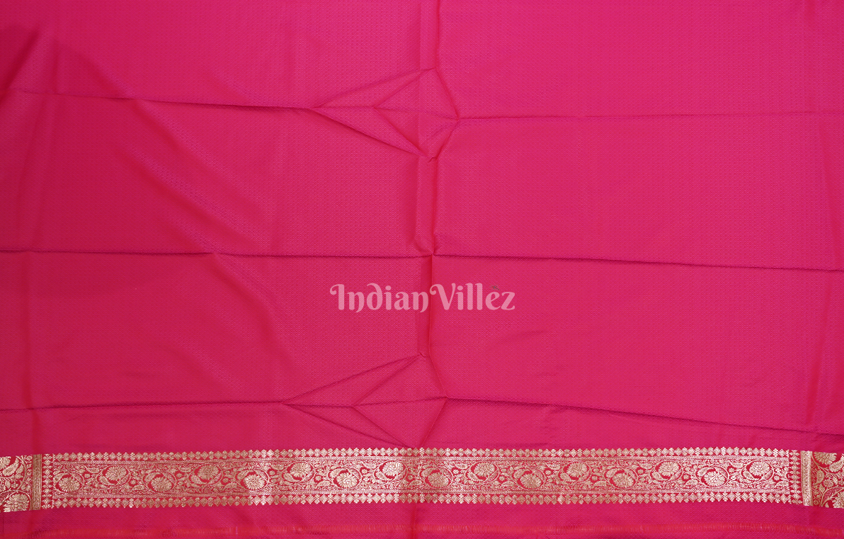 Rani Pink Rangkart  Pure Mashru Satin Silk Banarasi Saree