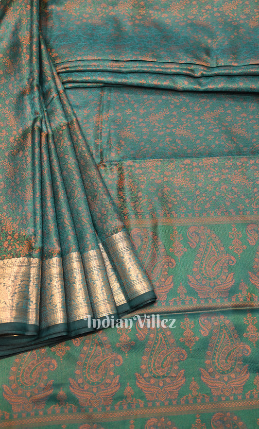 Rama Green Dual Tone Tanchoi Silk Banrasi Saree