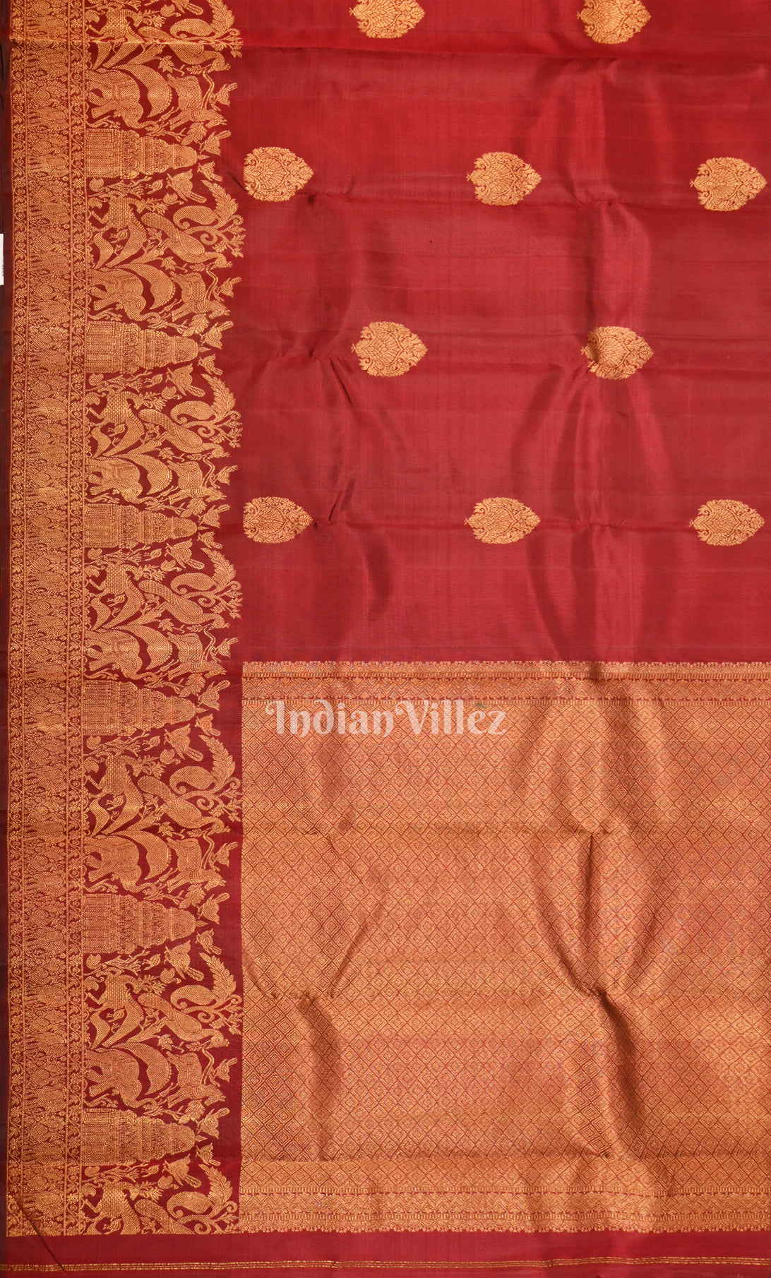 Exclusive Maroon Brocade Pure Kanjivaram Silk Saree with Bird Motif Border