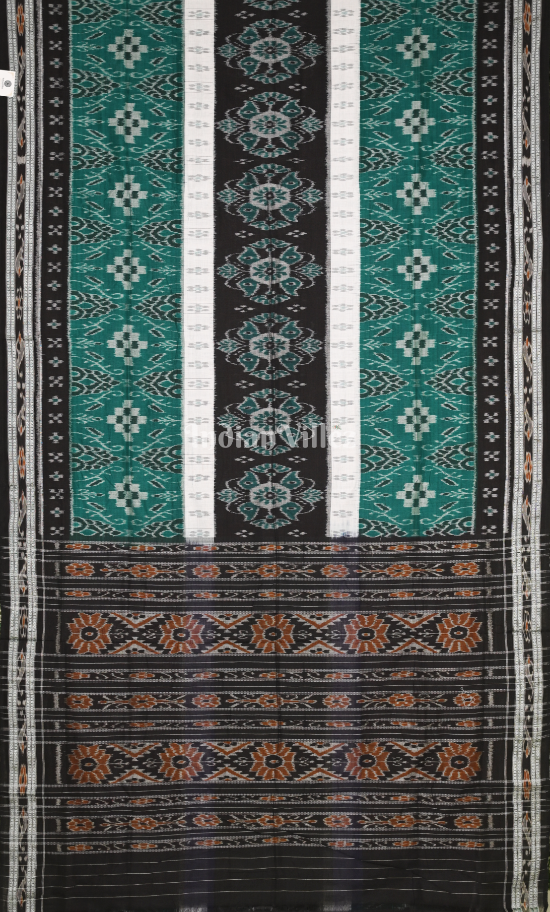 Green Black Pasapali Odisha Ikat Sambalpuri Cotton Saree