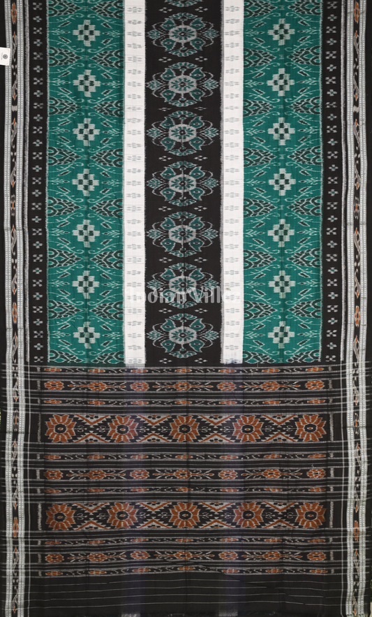 Green Black Pasapali Odisha Ikat Sambalpuri Cotton Saree