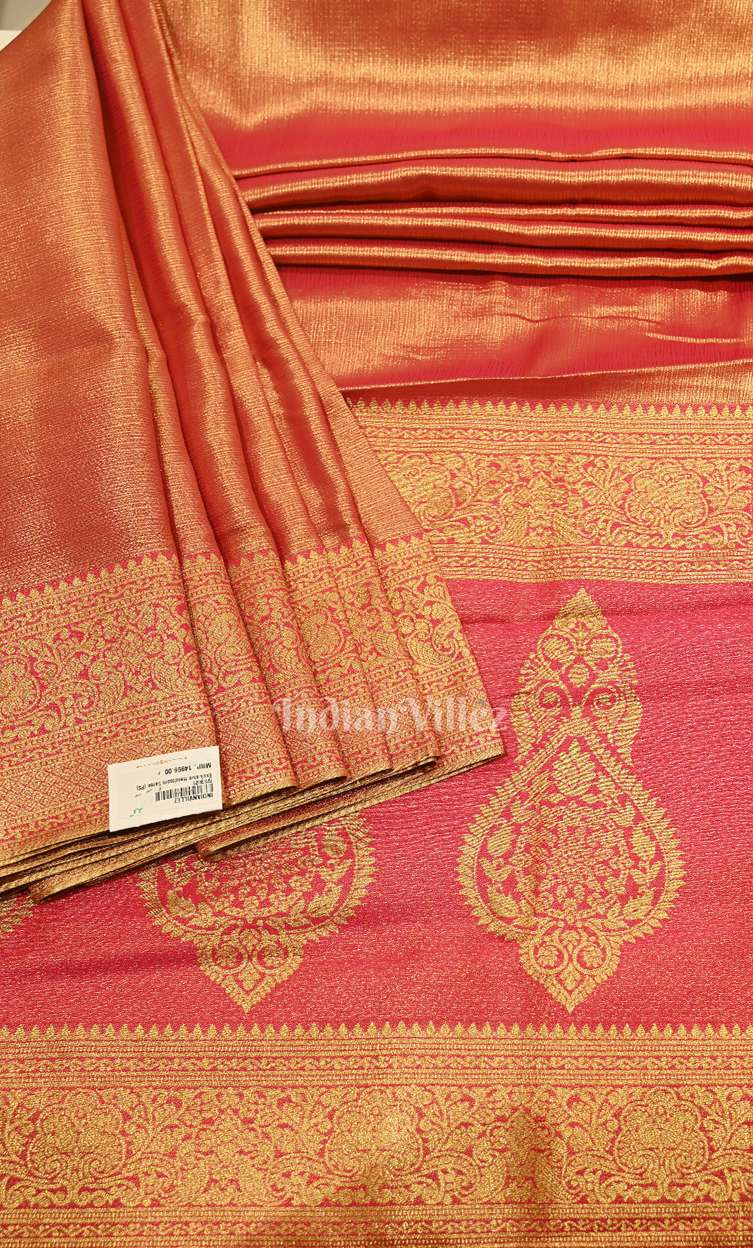 Orange Red Pure Brocade Kanjivaram Silk Saree 