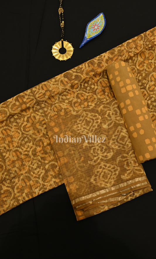 Mustard Yellow Dabu Block Printed Kotta Suit Sets