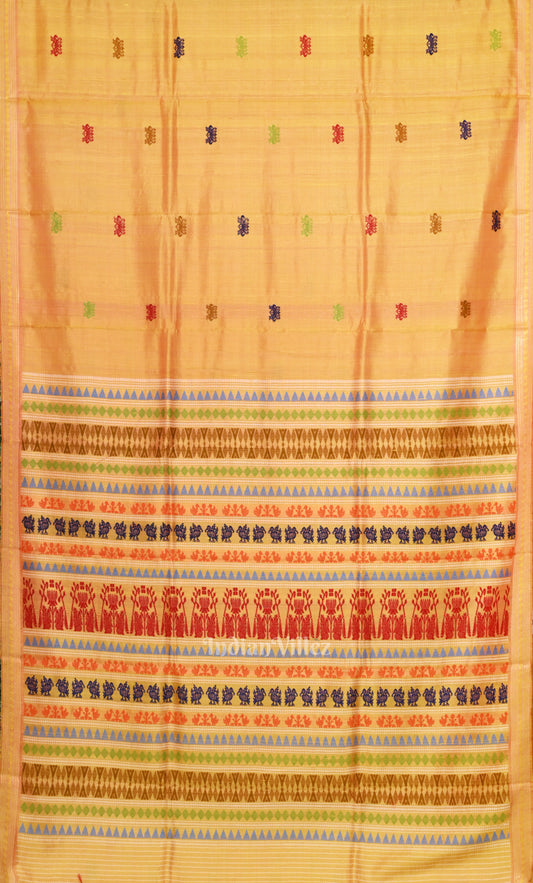 Mustard Yellow Gopalpur Tussar Silk Saree 