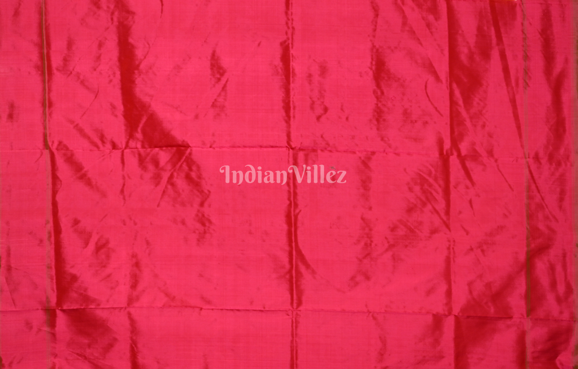 Orange Pink Pochampally Ikat Silk Saree 