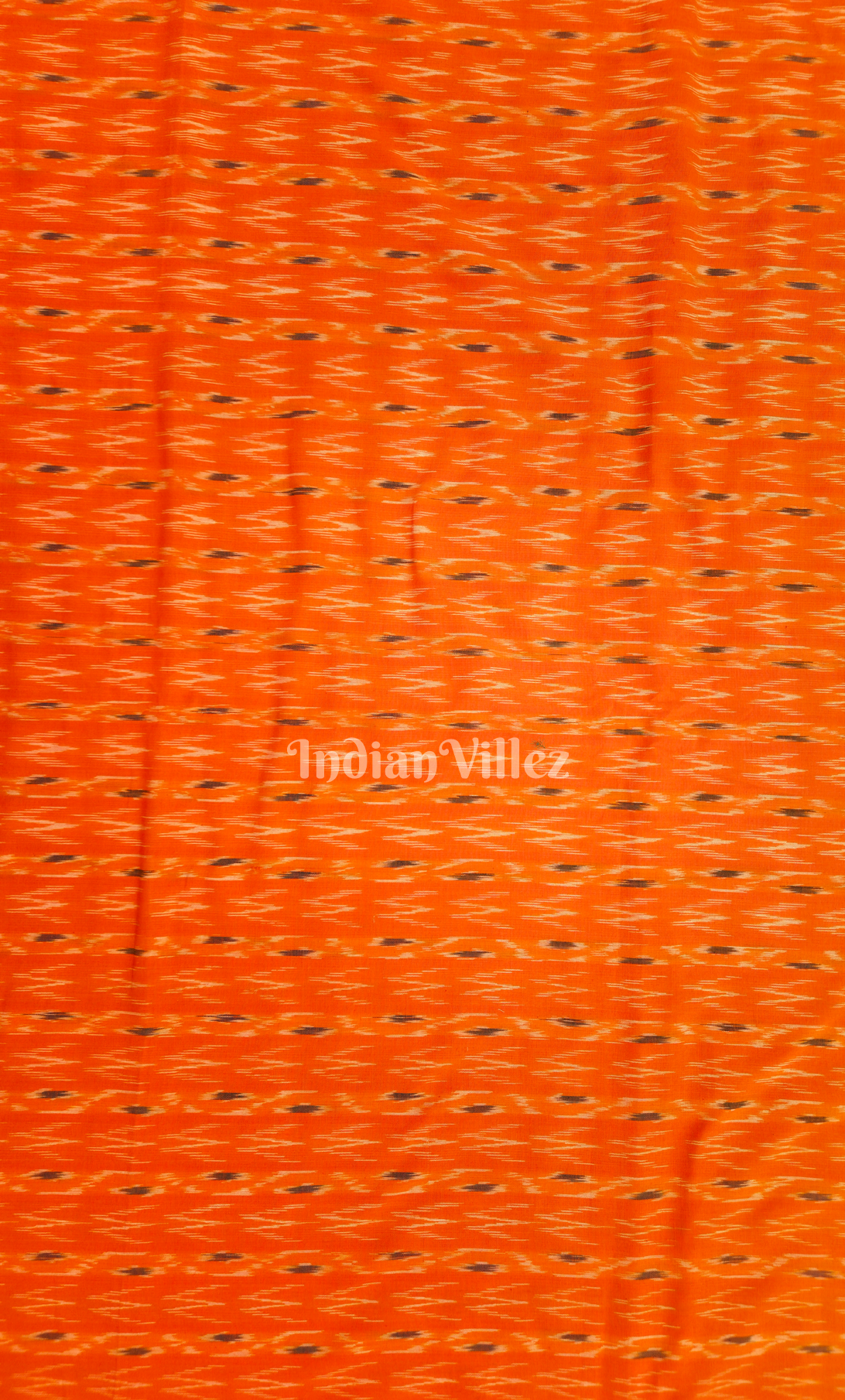 Orange Black Pochampally Ikat Cotton Fabric 