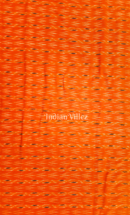 Orange Black Pochampally Ikat Cotton Fabric 