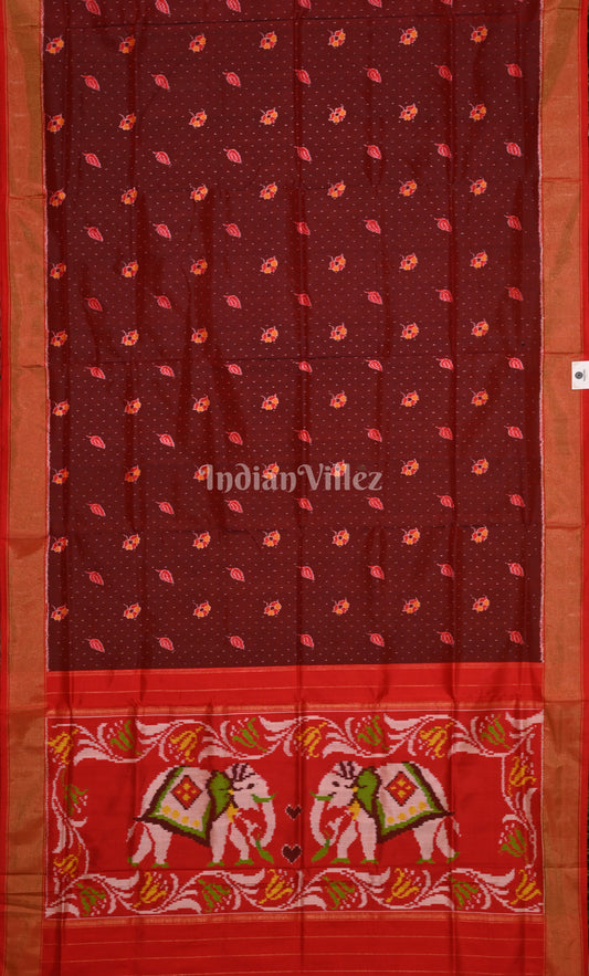 Maroon Red Pochampally Ikat Silk Saree