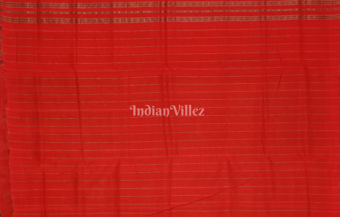 Green Red Phoda Kumbha Sambalpuri Cotton Tissue Saree 