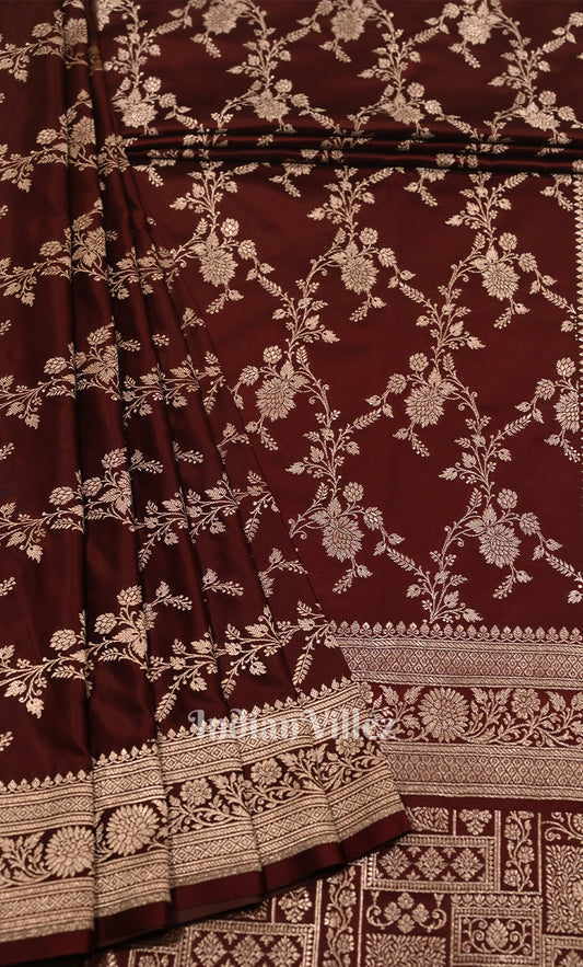 Wine Purple Pure Mashru Satin Silk Banarasi Saree