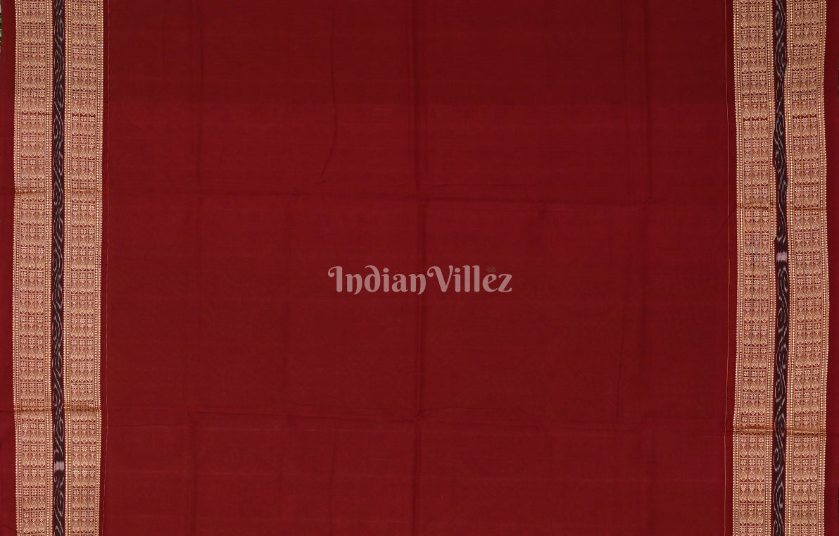  Green Red  Flower Motif Odisha Ikat Sambalpuri Cotton Saree 