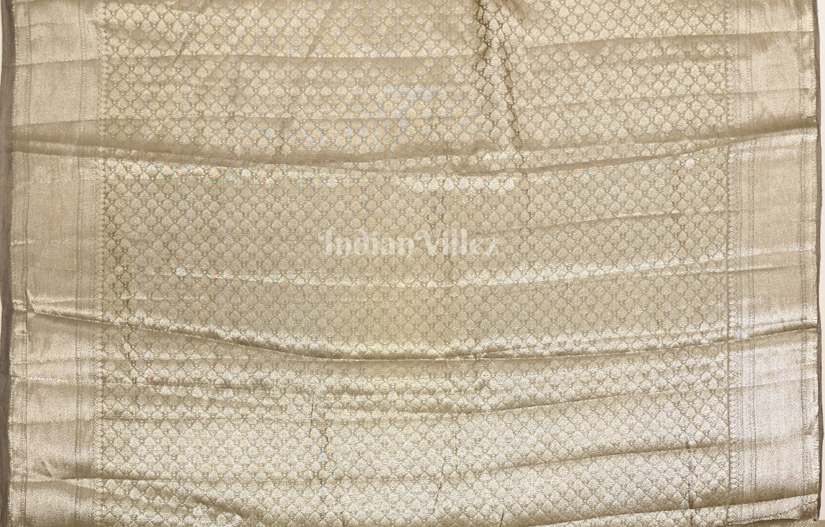 Exclusive Grey Pure  Chiniya Silk Banarasi Saree with Meenakari Weaving