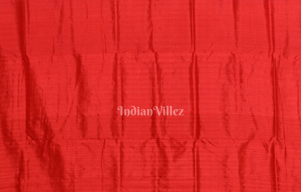 Red Nabakothi Odisha Ikat Contemporary Designer Silk Saree with Jungle Anchal