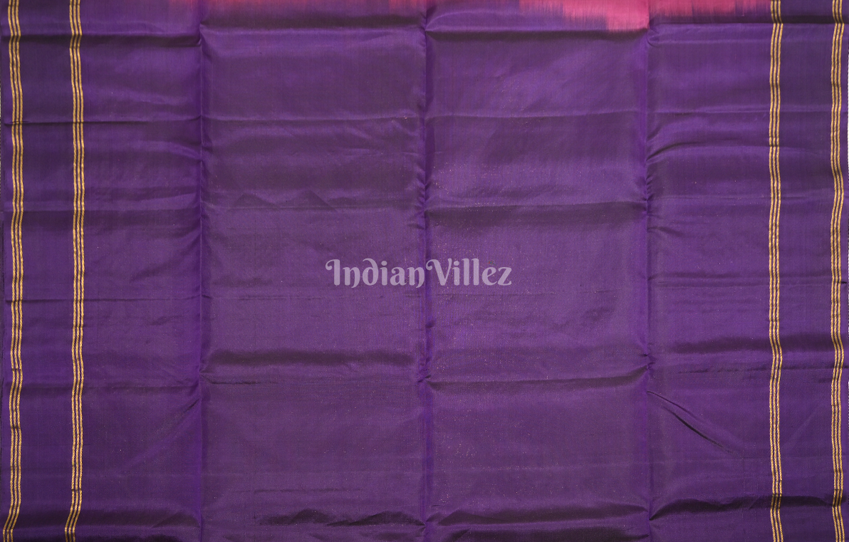 Magenta Pink Purple Floral Zari Pure Kanjivaram Soft Silk Saree