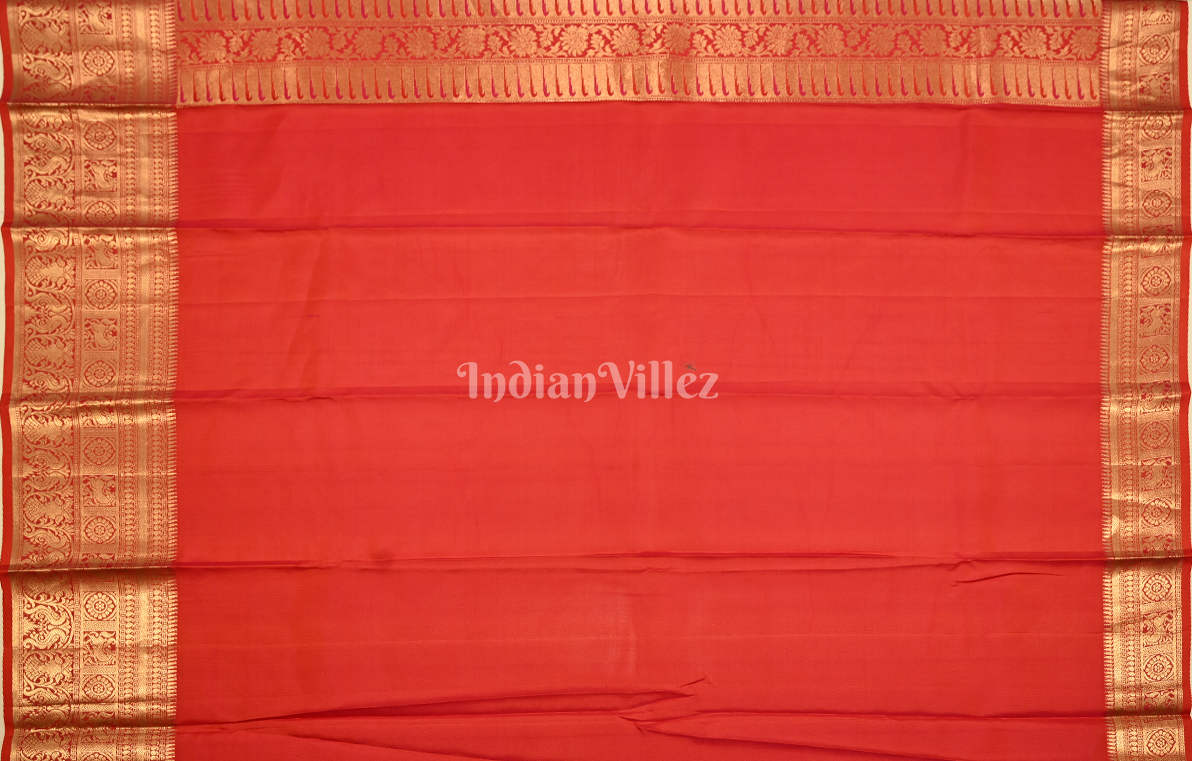 Exclusive Red Geometric Pattern Pure Kanjivaram Silk Saree 