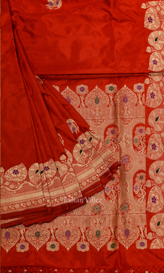 Elegant Red Pure Katan Silk Banarasi Saree