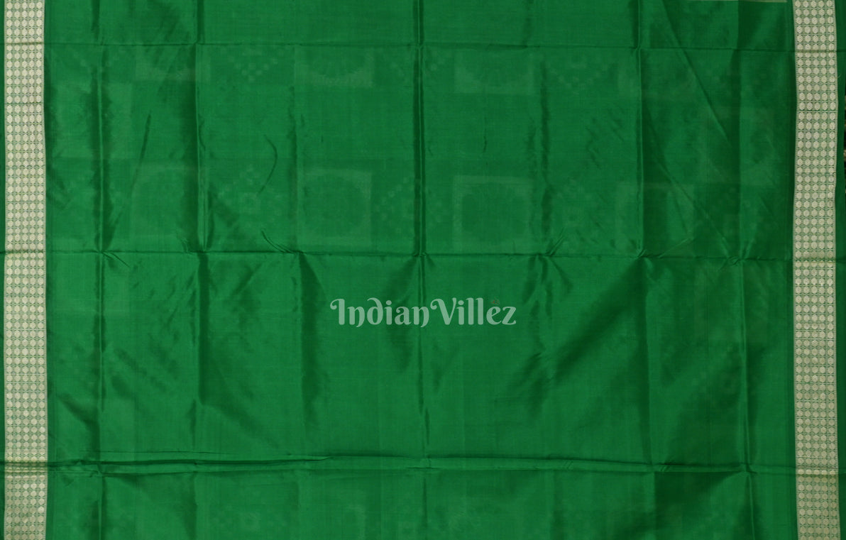 Black Green Fish Motif Odisha Ikat Sambalpuri Silk Saree