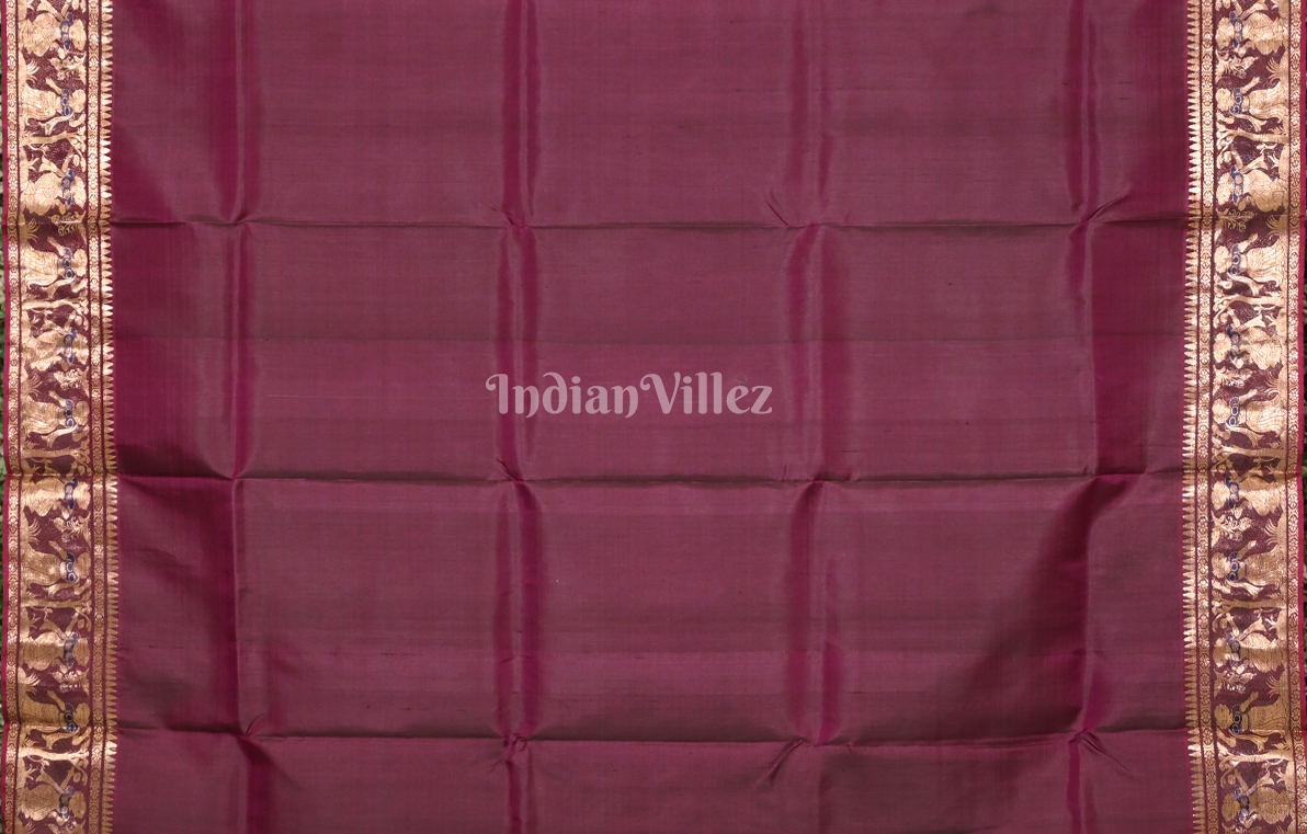 Maroon Handwoven Baluchari Silk Saree 