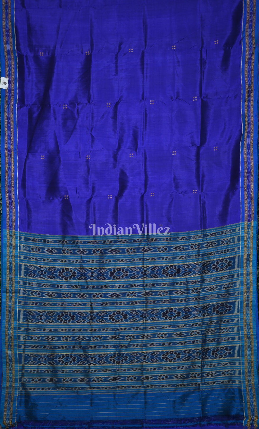 Royal Blue Buti Design Odisha Ikat Khandua Silk Saree
