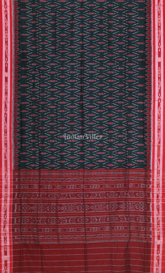 Green Red Odisha Ikat Maniabandha Cotton Saree