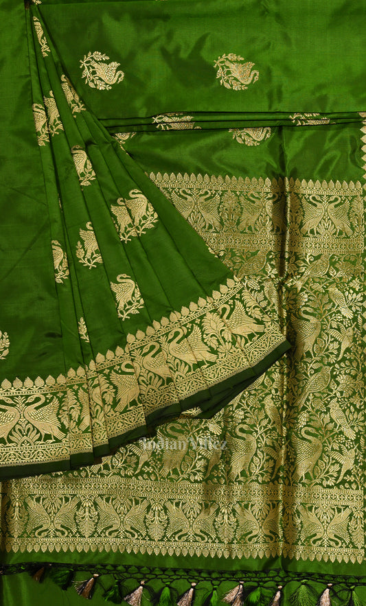 Green Pure Katan Silk Banarasi Saree 
