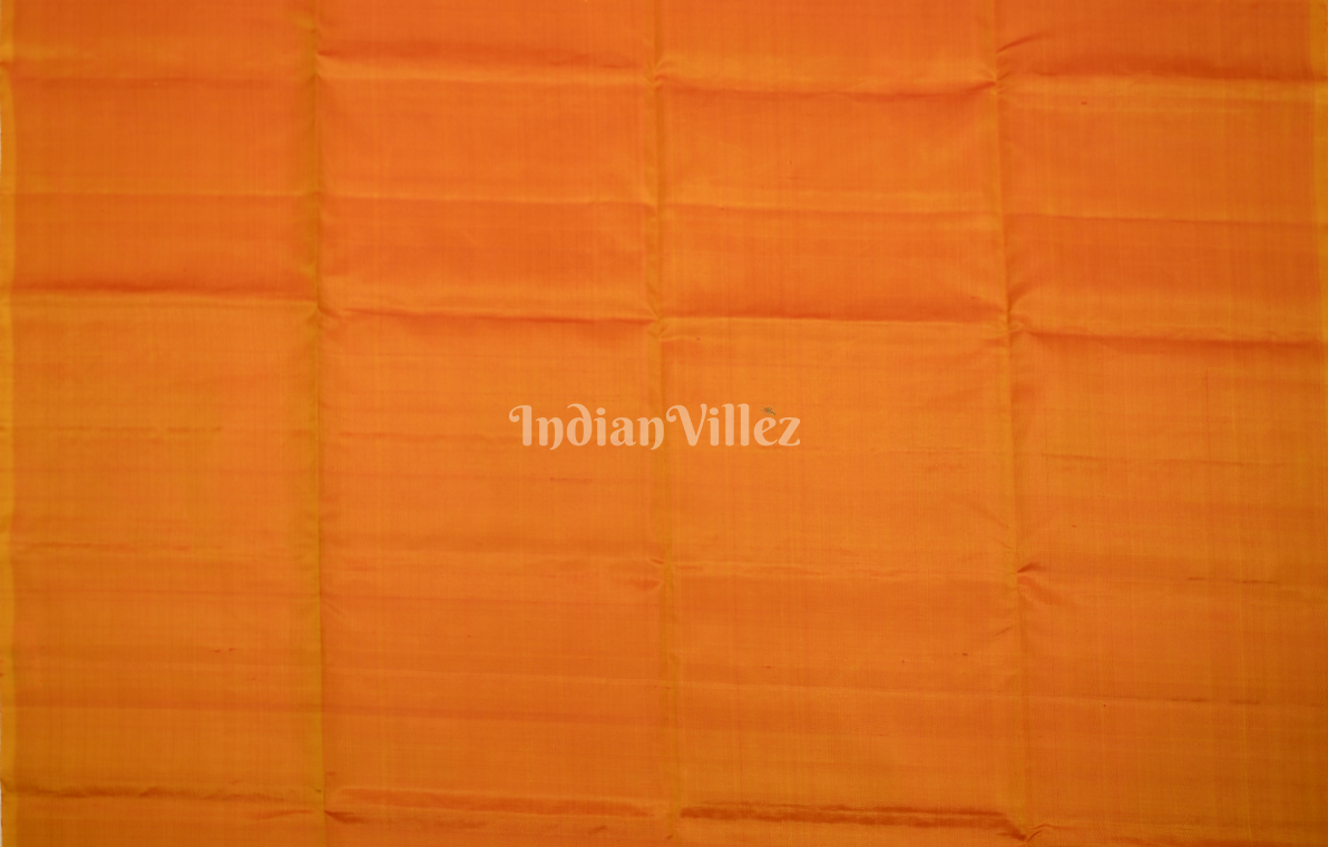 Orange Golden Zari Pure Kanjivaram Soft Silk Saree 