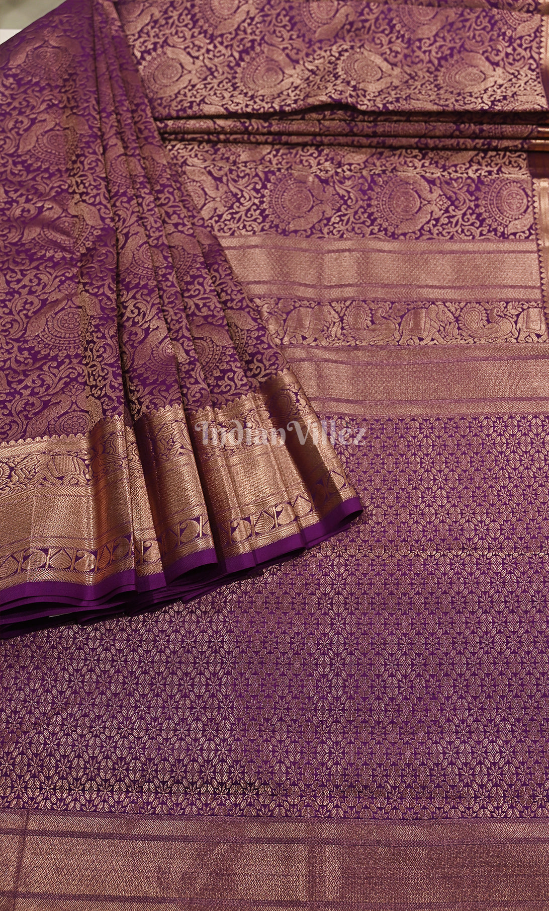 Dark Purple Pure Brocade Kanjivaram Silk Saree 