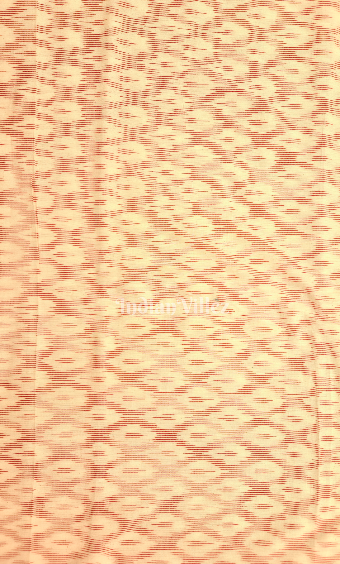 Beige Red Pochampally Ikat Cotton Fabric 