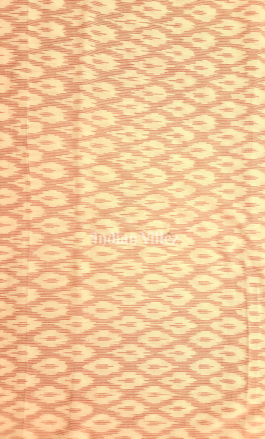 Beige Red Pochampally Ikat Cotton Fabric 
