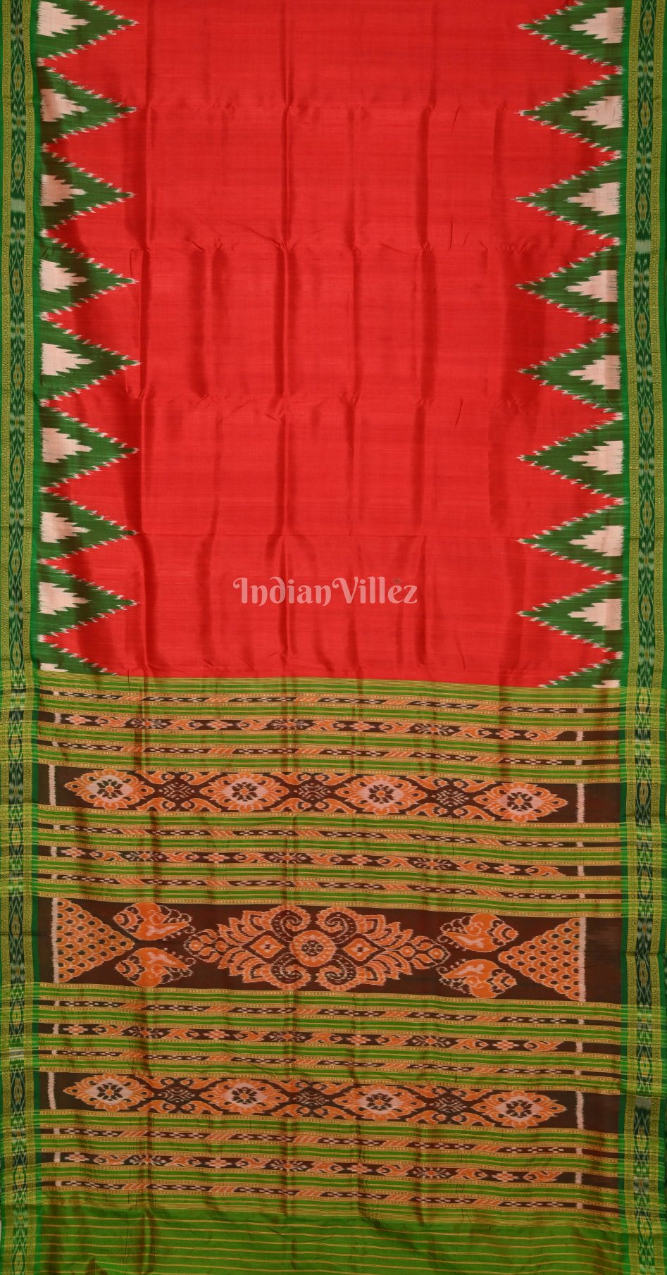 Red Green Odisha Ikat Khandua Silk Saree