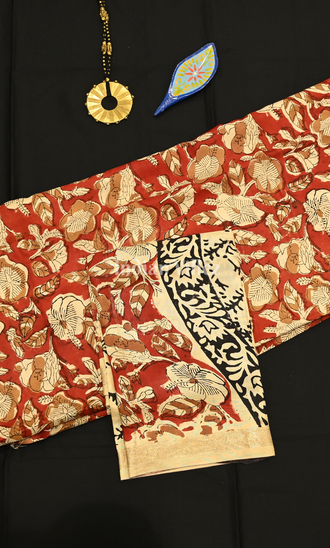 Rust Red Beige Bagru Crepe Block Printed Silk Suit Sets 