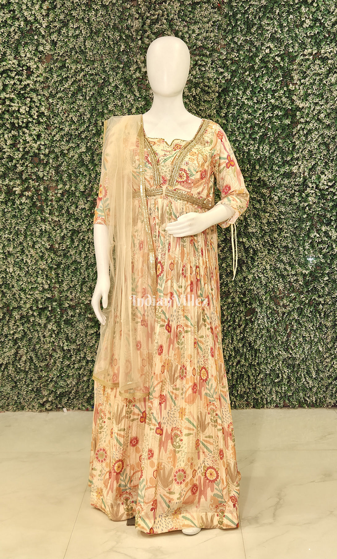 Multicolour Floral Alia cut Anarkali with Dupatta