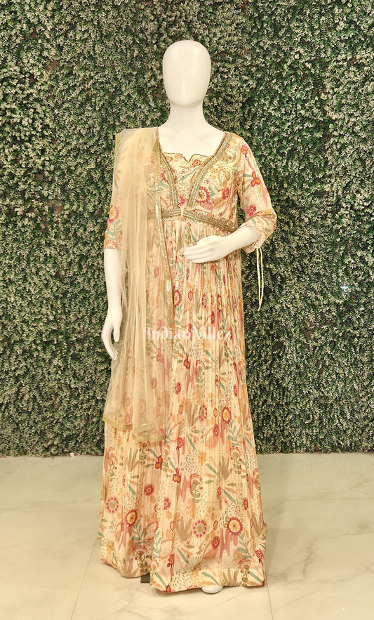 Multicolour Floral Alia cut Anarkali with Dupatta