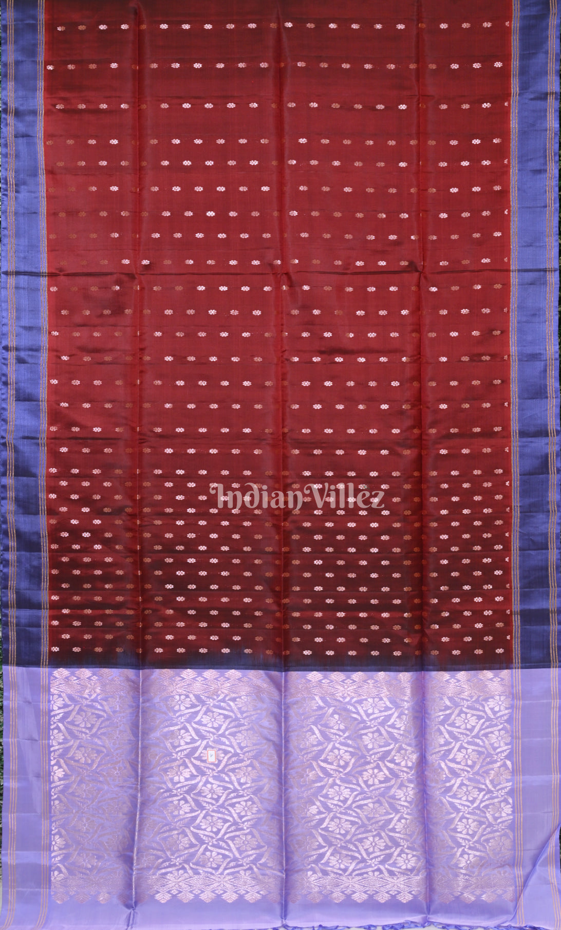 Maroon Lavender Pure Kanjivaram Soft Silk Saree 