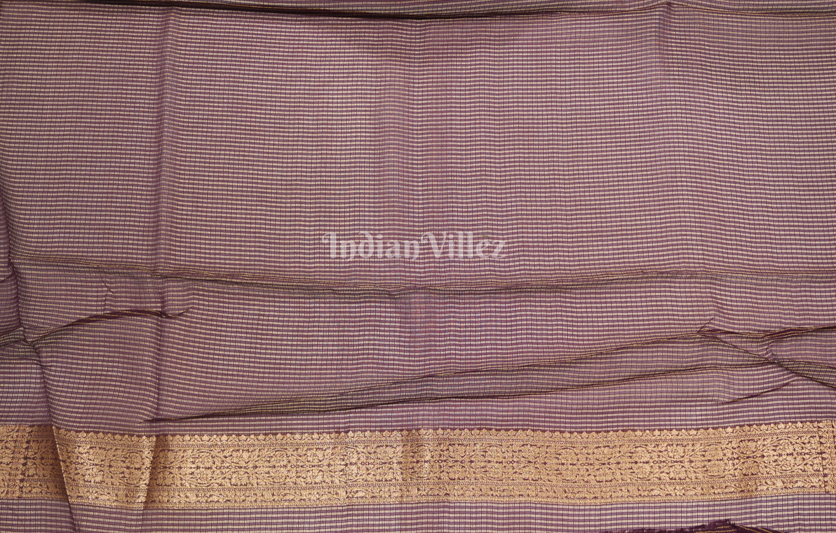 Purple Gold Pure Monga Muslin Banarasi Silk Saree with Sona Rupa Zari