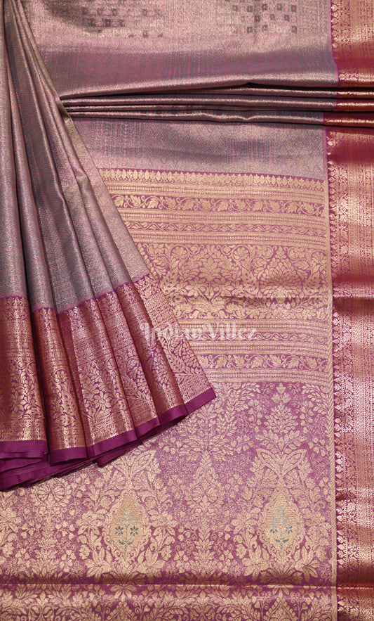 Lavender Wine Pure Kanjivaram Tissue Silk Saree 