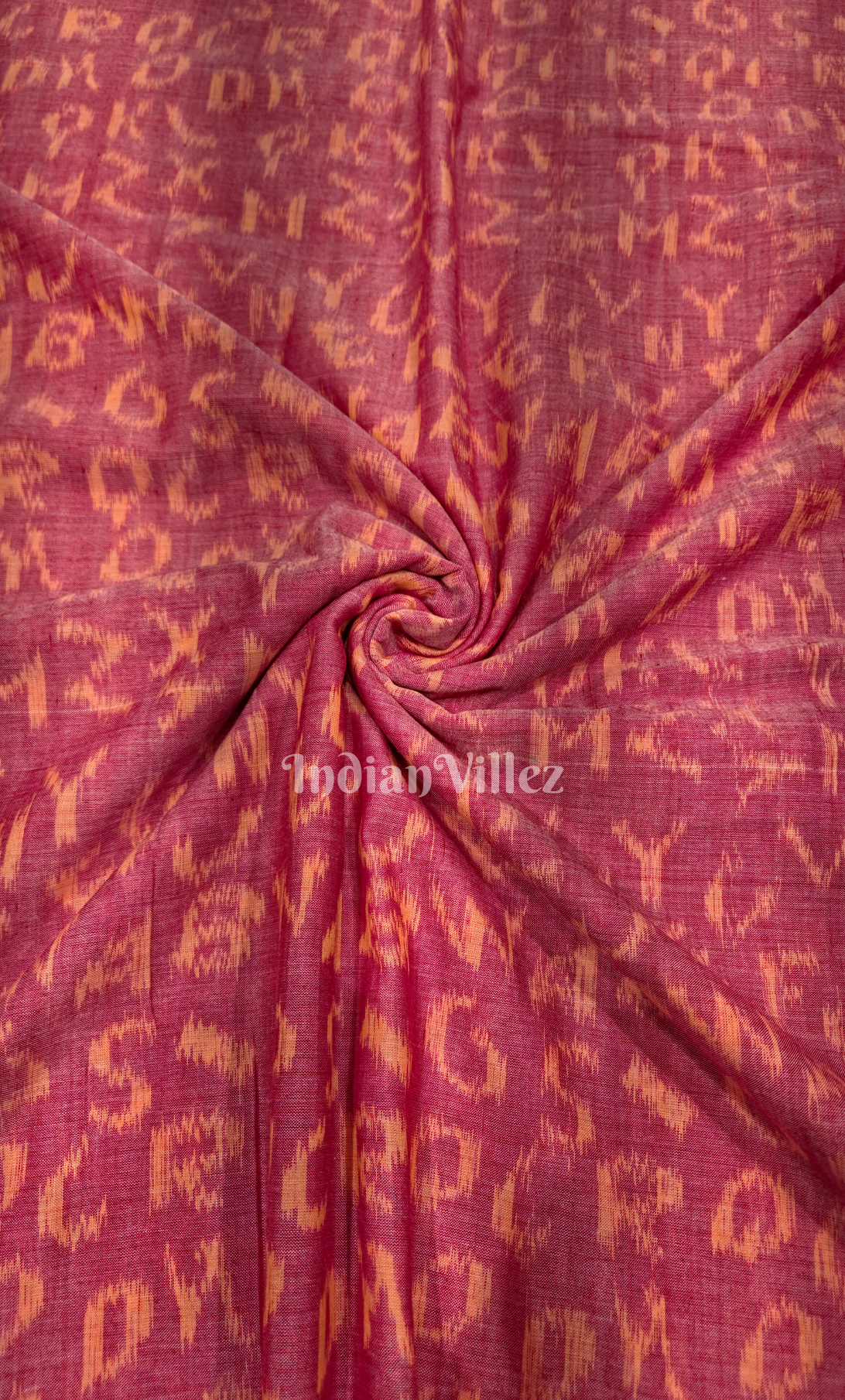 Maroon Alphabet Theme Odisha Ikat Sambalpuri Cotton Fabric