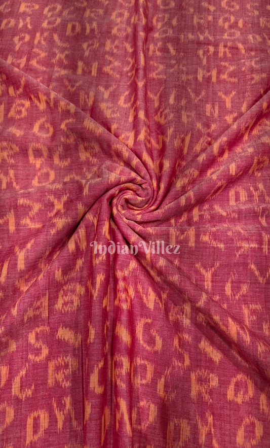 Maroon Alphabet Theme Odisha Ikat Sambalpuri Cotton Fabric