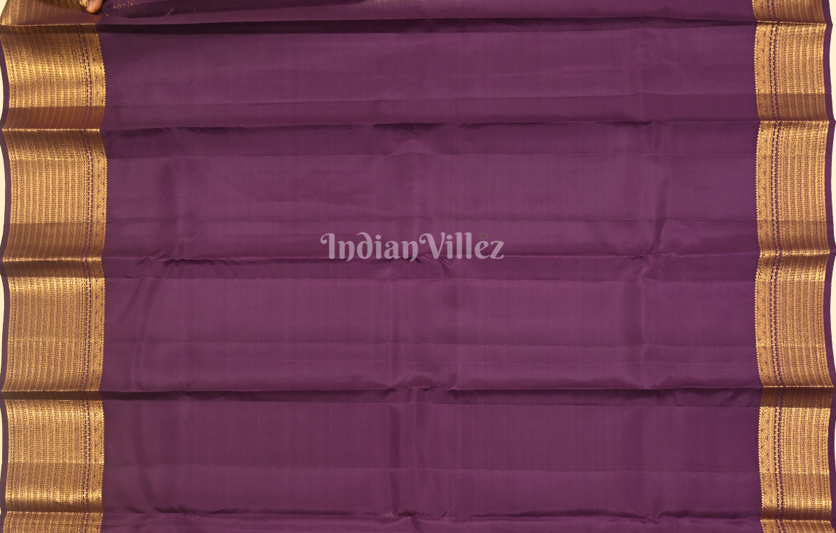 Purple Golden Floral Brocade Pure Kanjivaram Silk Saree
