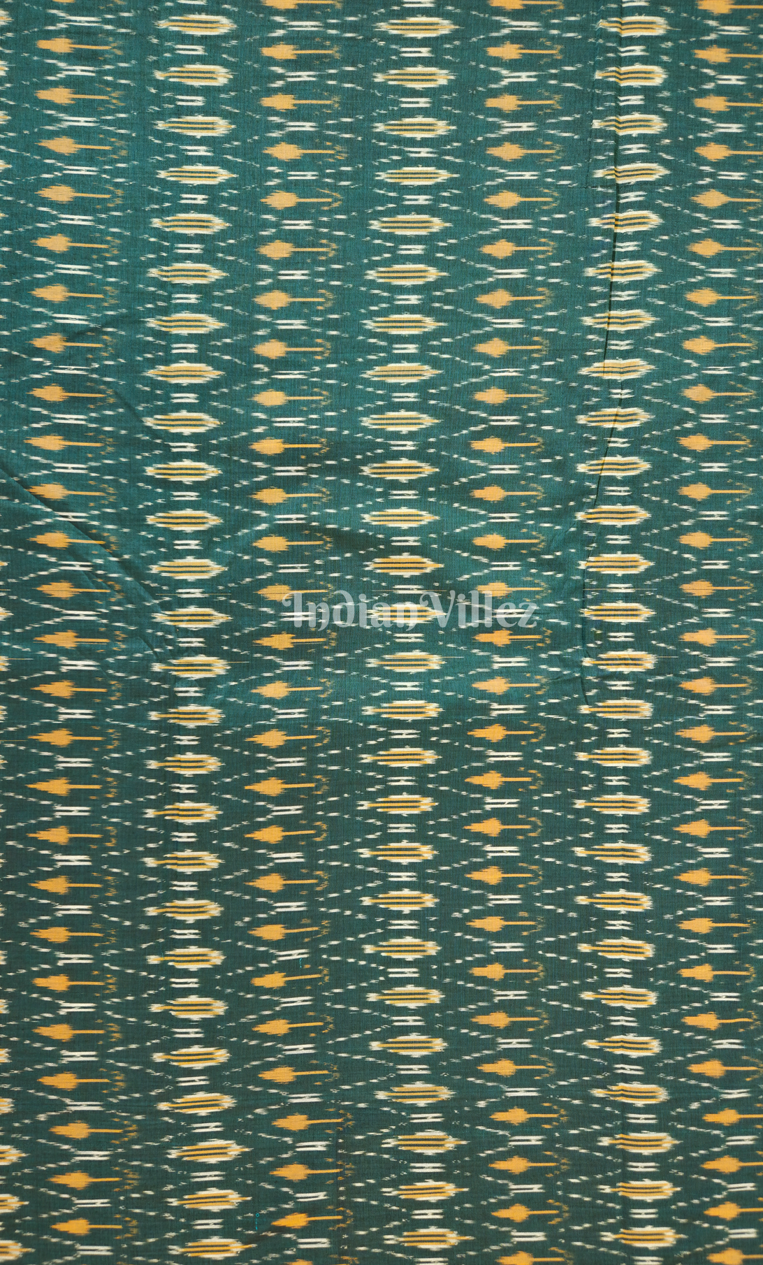 Bottle Green Pochampally Ikat Cotton Fabric 