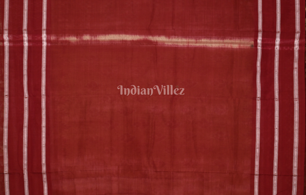 Beige Maroon  Sankha Motif Double Pasapali Border Sambalpuri Cotton Saree