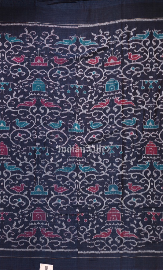 Blue Tribal Culture Motif Odisha Ikat  Sambalpuri Cotton Fabric