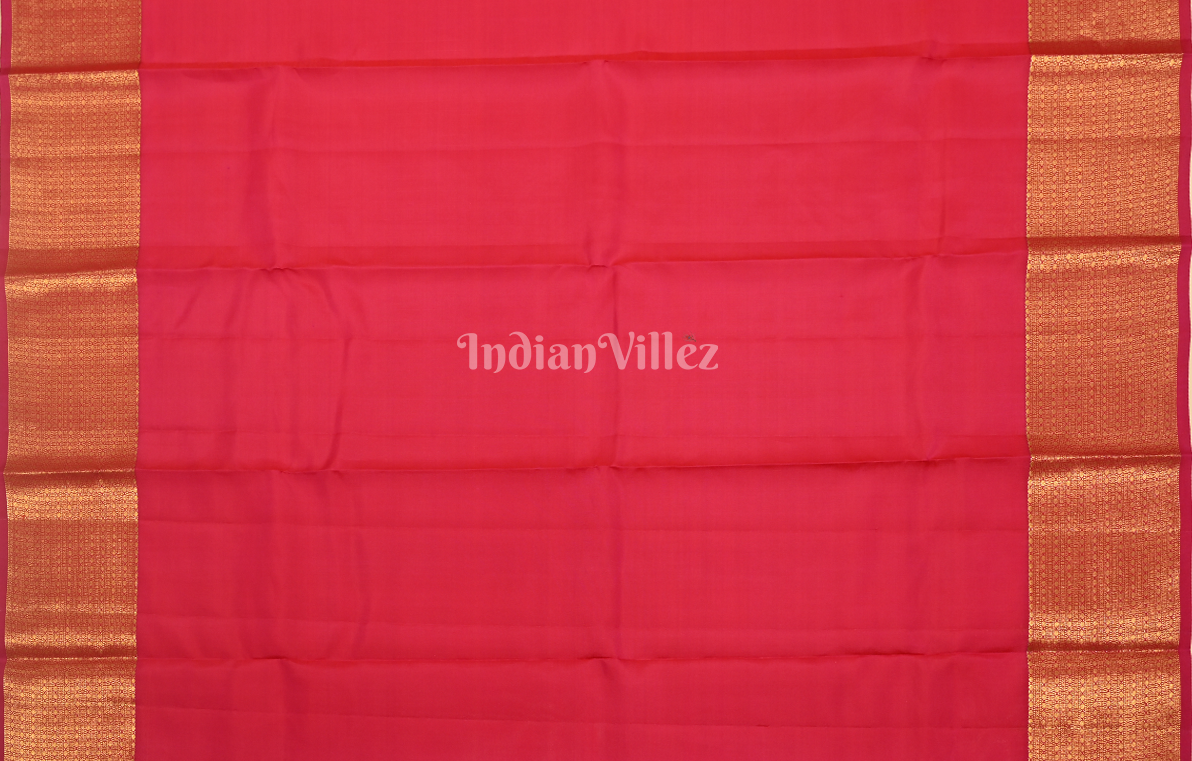 Raspberry Pink  Floral Pure Brocade Kanjivaram Silk Saree