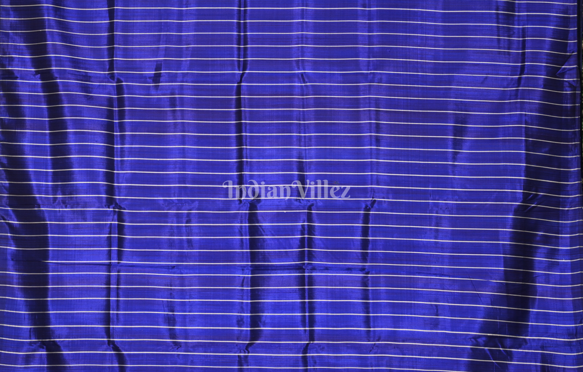 Blue Pasapali Border Contemporary Designer Silk Saree with Pasapali Anchal