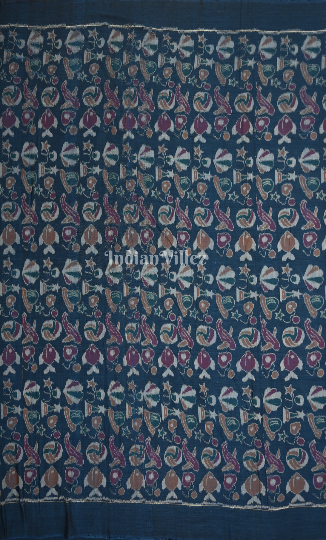 Navy Blue Odisha Ikat Sambalpuri Cotton Fabric